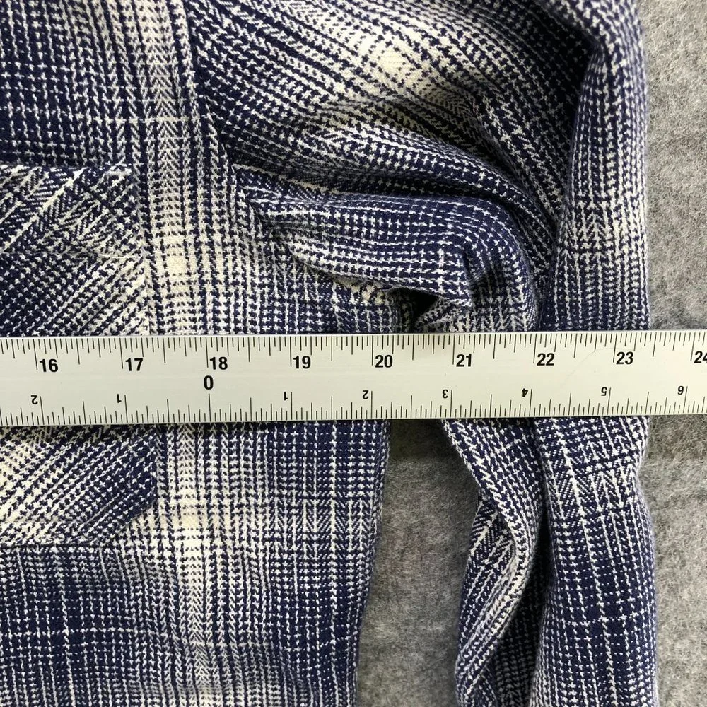 Banana‎ Republic Twill Long Sleeve Shirt Mens S Blue Plaid Camden Utility Work